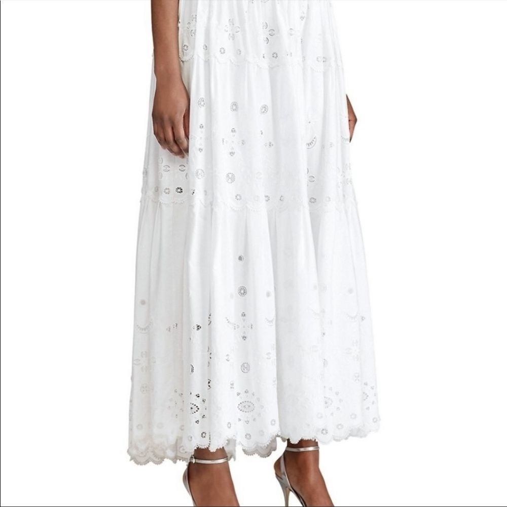 POLO RALPH LAUREN TIERED EYELET MAXI SKIRT - Picture 4 of 7